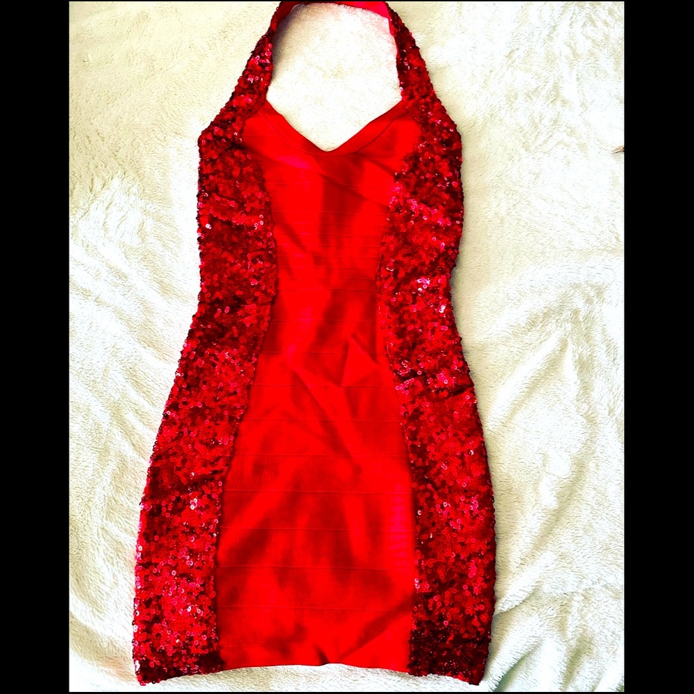 Mini Sparkly Halter Dress
